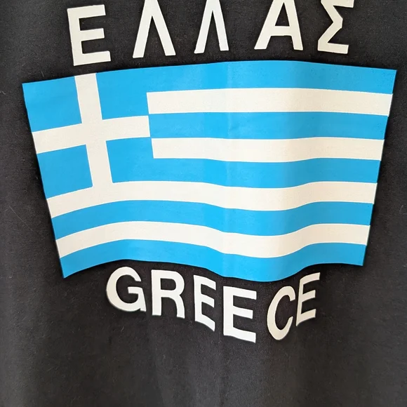 Black Greece Flag T-Shirt 💯 cotton - Picture 2 of 4